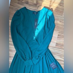Lulu's Teal Long Sleeve Dress